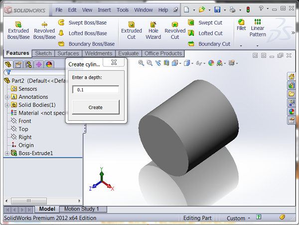 Create extrude with user form